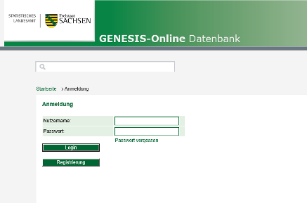  Startseite der Genesis-Online-Datenbank